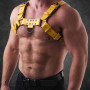 Alpha Pull – Powerful Leather Chest Harness in Yellow|SAXOS.NET LEATHER|TV|Harnais BDSM