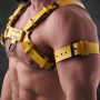 Alpha Pull – Powerful Leather Chest Harness in Yellow|SAXOS.NET LEATHER|TV|Harnais BDSM