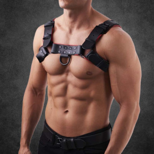 Titan robuster BDSM Harness Red/BLACK|SAXOS.NET LEATHER|TV|Harnais BDSM