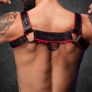 Titan robuster BDSM Harness Red/BLACK|SAXOS.NET LEATHER|TV|Harnais BDSM